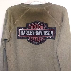 Women's Harley Davidson studded crew neck sweater